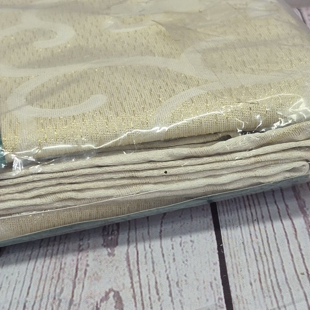 NOS Christmas Tablecloth Gold Swirls Bed Bath & Beyond Holiday 60"x84" - Picture 6 of 6
